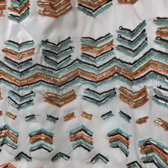 ANTHROPOLOGIE Greylin Ivory Beaded Sheer Racerback Tank Top/Cami Small - Picture 8 of 9